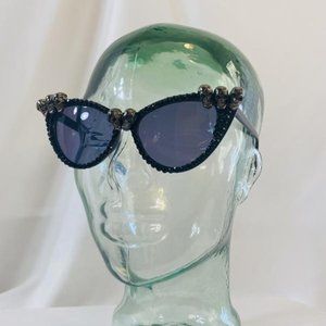Cateye Sunglasses with Skull Accents